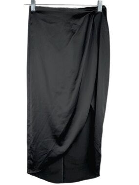 Urban Outfitters Black Satin Front Slit Goth Whimsical Y2K Maxi Skirt Size Small